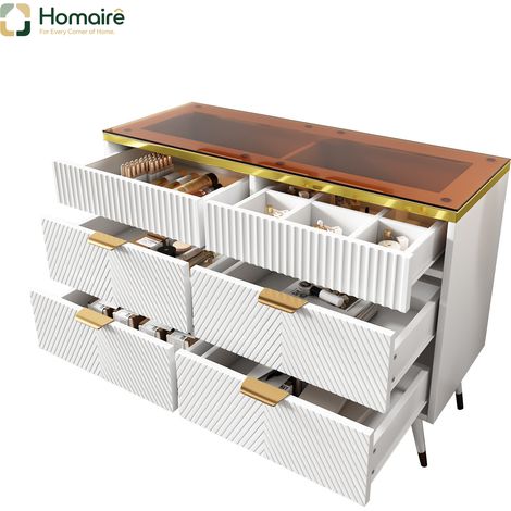 Buffet blanc en verre avec rangement 120 x 40 x 76 cm HOMAIRE (1/5)