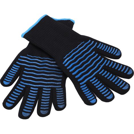 Lot de 2 gants en silicone à manches longues, taille L, résistants à 500 °C, antidérapants et ignifugés, pour barbecue, four à micro-ondes et fonderie. (1/5)