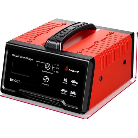 Chargeur de batterie de voiture, courant de 20A, détection automatique, Rouge (1/2)