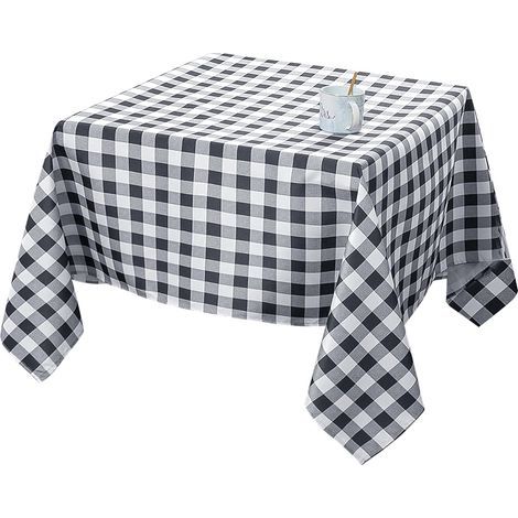 Nappe à carreaux noirs et blancs - 140 x 140 cm - Nappe à carreaux noirs et blancs - 140 x 140 cm (1/5)