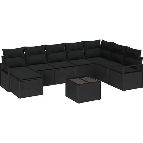 Maison Exclusive - Sofa Set mit Kissen mit Speicher 9 pcs Schwarz