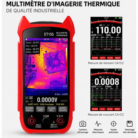 Multimètre thermique numérique portable ET15S+ avec fonction macro 20-550°C écran LCD rouge réf 8119 32 × 22 × 22 cm 350 g – Livraison gratuite (1/5)