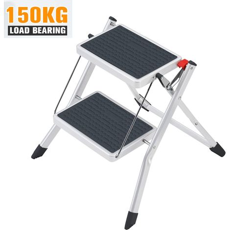 2 Step Stool Folding Steps Stool Stepladders with Handgrip Anti-Slip Kitchen DIY (1/5)