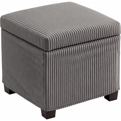 Pour Couvertures et Magazines Coffre Pouf de Rangement 30 L Ottoman Déco Salon Cube Rembourré Velours Côtelé 40x40x40cm Gris (1/5)