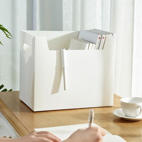 [Yue Xing Hui] Boîte de rangement de bureau, organiseur de livres simple, en plastique PP imitation cuir, rangement multifonctionnel pour fournitures de bureau et autres articles.