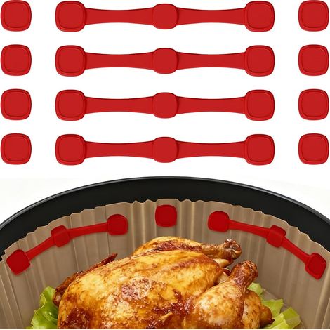 Magneti per carta da forno per friggitrice ad aria, confezione da 12, accessori magnetici in silicone senza BPA (rossi) (1/5)