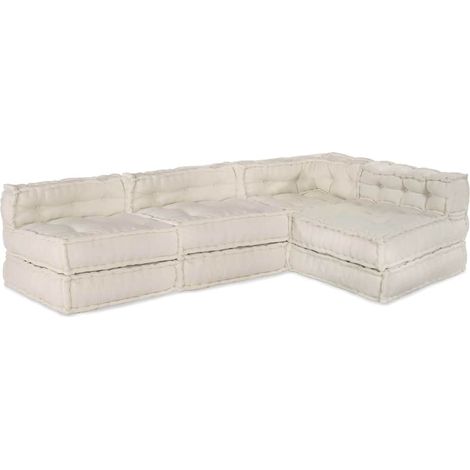 vidaXL Unité de canapé modulaire 4 pcs Crème Tissu