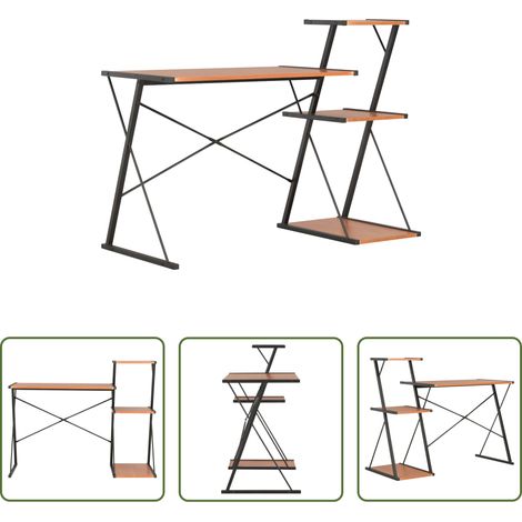 Étagère - Bureau avec étagère Noir et marron 116x50x93 cm (1/5)
