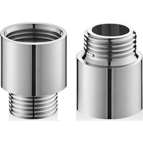 Set mit 2 Wasserhahnverlängerungen 1/2" x 20 mm – Edelstahl – Gewindeverlängerung für Eckventile – Duschkopfverlängerung – Gartenarmaturanschluss (1/5)