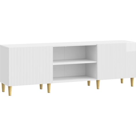 Meuble TV  Banc TV  Armoire TV Blanc brillant 150 x 31 x 50 cm Bois d'ingénierie