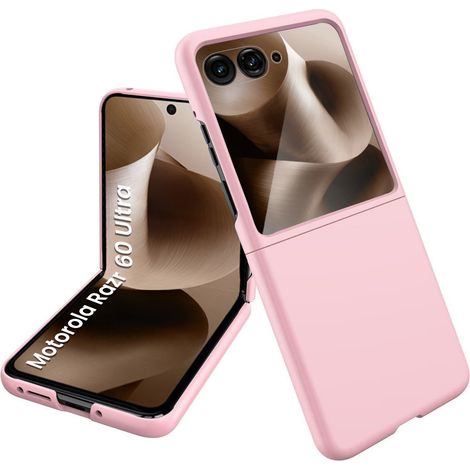 Funda para Motorola Razr 70 Ultra / 60 Ultra, carcasa de policarbonato, con cristal, rosa. (1/5)