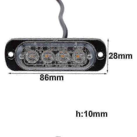 Lot de 4 feux stroboscopiques d'urgence ultra-fins à 4 LED, ambre, clignotants universels pour voiture, camion, 12-24 V, 20 V, SZRH (1/3)