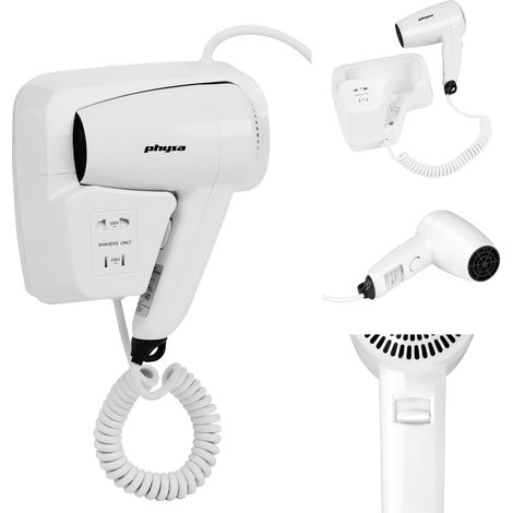 Secador de pelo de pared para piscina de hotel Physa SICCO de 1200 W, color blanco. (1/5)