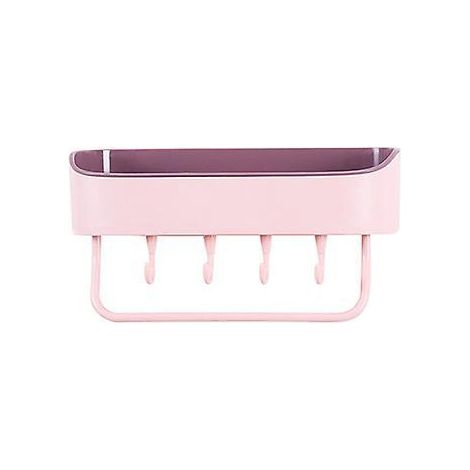 etagre De Douche Murale Auto-adhsive - Blanc-gris Pour La Douche, Le Shampoing, Les Produits De Toilette Et Le Savon, Avec 4 Crochets Et 1 Porte-s (1/5)