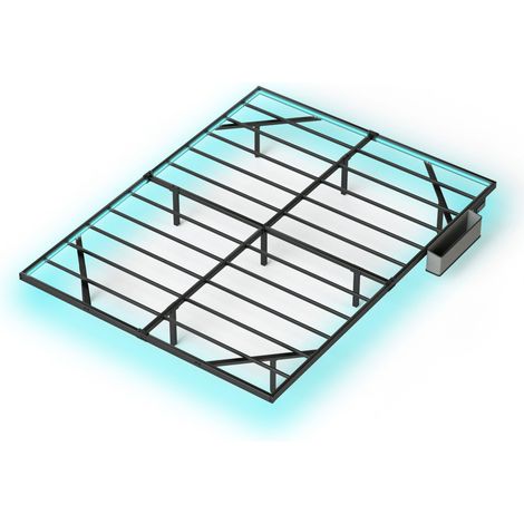Lit flottant en métal 160 x 200 cm avec éclairage LED, sommier à lattes en métal, cadre flottant stable et robuste, lit pour adolescents éclairé, montage facile, noir (1/5)
