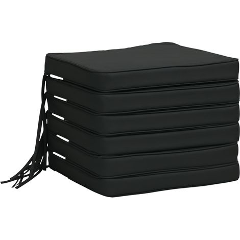 Outsunny Set of 6 Chair Cushion Seat Pads Dining Chair w/ Straps Indoor Outdoor Removable Tie On Garden Patio, Black