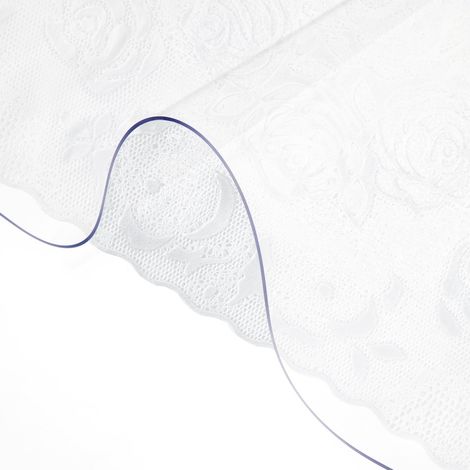 Nappe Rectangle Transparente 101,6 x 182,8 cm Film de Table Transparent en PVC Épaisseur 1,5 mm Découper sur Mesure avec 2 Nappes en Tissu de 30 x 46 cm Protection de Table Transparente Maison (1/5)
