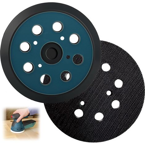 2 Pièces Plateau de Ponçage 125mm pour Makita BO5021 BO5031 BO5041 BO5010  Disque Ponceuse 8 Trous Boucle Remplacement pour DeWalt 151281-08 DW420 DW421 M9204 (1/5)