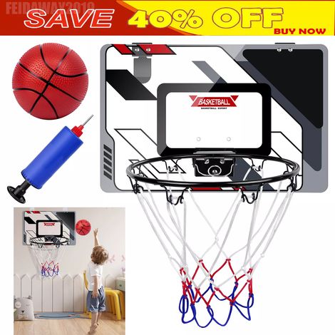 Basketball Hoop Ring Adjustable Door Wall Mounted Backboard Hanging Net Game (1/5)