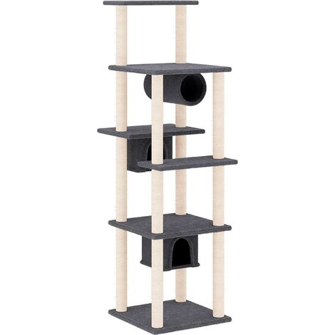 Arbre à chat avec griffoirs en sisal Gris foncé 169 cm (1/4)