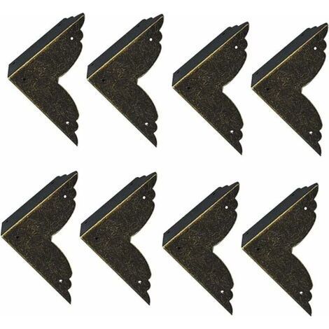 Set of 8 Decorative Iron Corner Protectors, Bronze Metal for Furniture and Cabinets (1/4)
