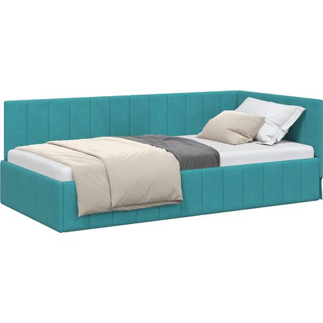 Maison Exclusive - Cornice del letto ad angolo Turchese 90 cm x 190 cm Velluto