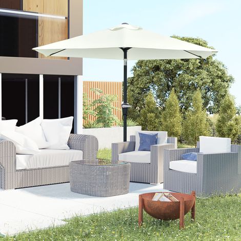 Gartenschirm Ø230x216 cm mit manueller Öffnung, verstellbarem Winkel und wasserdicht für Terrasse und Pool, Creme