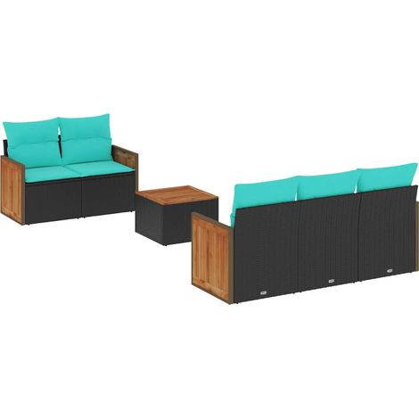 Maison Exclusive - Set Divani da Giardino 6 pz con Cuscini Nero in Polyrattan (1/5)