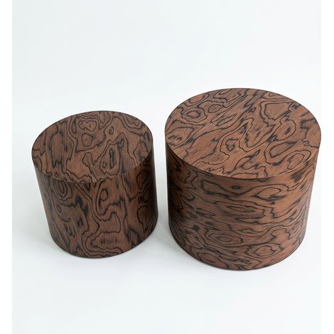 Set 2 tavolini rotondi impilabili in MDF effetto legno scuro, senza montaggio, MODENUIT (1/5)