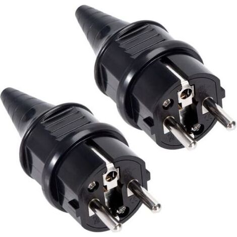 Prise Electrique Male Fiche Electrique 250V 16A Prises Males pour Câble 6-16mm Protection IP44 Adaptée à Intérieur Fiches de Rechange Noir 2 Pièces (1/5)