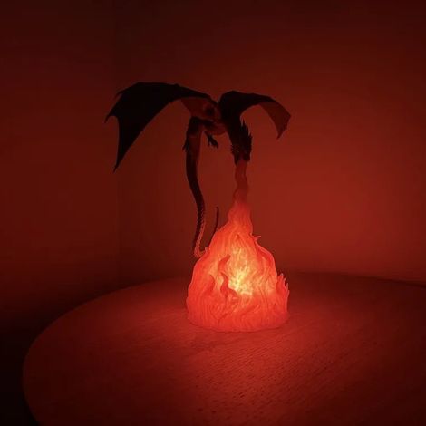 Lampe Dragon Flamant Rose, Veilleuse Dragon Fantastique, Lampe Décorative LED pour Chambre, Bureau et Salle de Jeux - Modèle C (1/3)