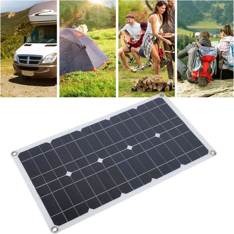 Kit de Panneaux Solaires 100W IP67 Kit de Panneaux Solaires 100W avec Régulateur 12V/24V 20A et 2 Crochets pour Camping et Randonnée