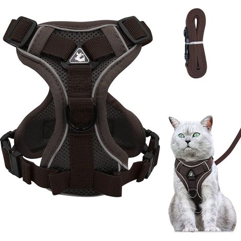 Harnais pour Chat Réglable avec Laisse, Gilet Confortable et Respirant Anti-Évasion, Ensemble de Promenade Sécurisé pour Chatons et Petits Chiens (1/5)
