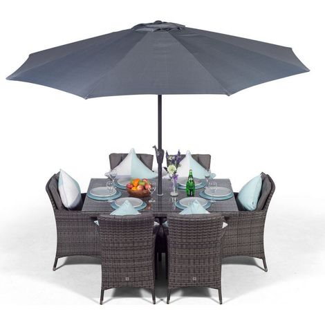 Savannah Rectangular 6 Seater Rattan Patio Dining Set - Grey (1/5)