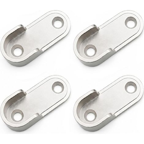 Support de Tringle en Acier Inoxydable 16mm Anti-Chute, Fixation de Barre de Penderie Ronde Argent pour Armoire et Dressing, Lot de 4 Embouts de Tube, Vis Fournies (1/5)