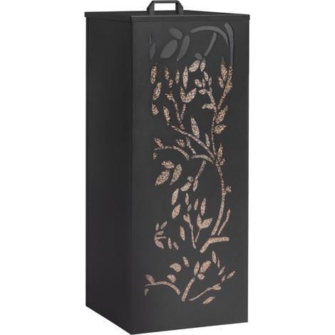 Réservoir à granulés 55 kg noir rangement à pellets 36 x 36 x 87 cm - motif floral (1/5)