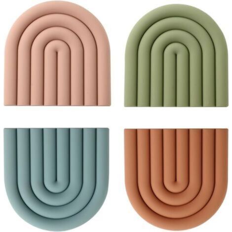 4er Set, Maniques en Silicone, Dessous de Plat, Protecteurs de PoêLes ColoréS, RéSistance à la Chaleur, Protection AntidéRapante, Casseroles, Tasses, Bols Et Autres, DéCorations (1/5)