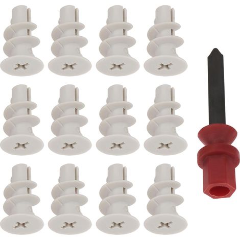 Lot de 250 chevilles auto-perceuses en nylon pour plaques de plâtre, chevilles de cloison sèche, diamètre 5–6 mm, pour meubles, étagères avec outils (1/5)