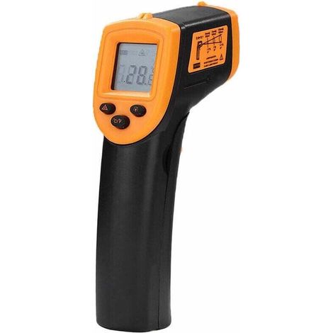 Thermomètre infrarouge portatif sans contact, thermomètre numérique LCD, thermomètre industriel infrarouge, -50 à 600°C/-58 à 1122°F (pas pour les humains) Orange (1/5)