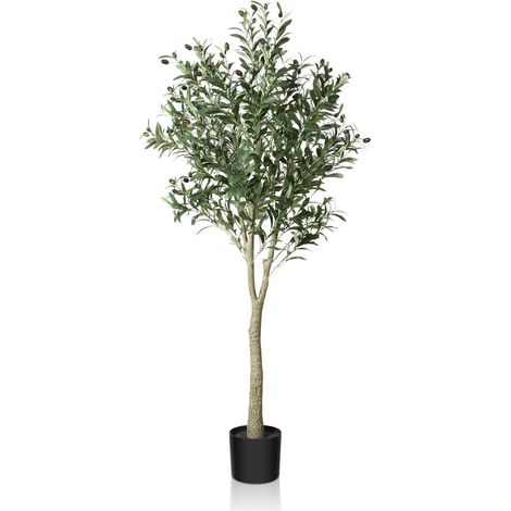 Künstlicher Olivenbaum 150cm mit Früchten im Topf für Innen und Außen (1/5)