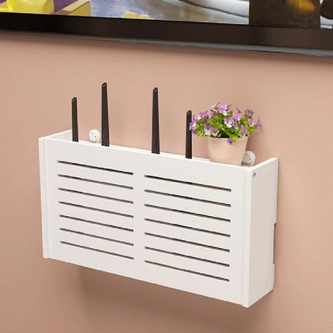 Boîte de Rangement Mural pour Routeur WiFi et Décodeur TV, Support Discret pour Câbles et Box Internet (1/5)