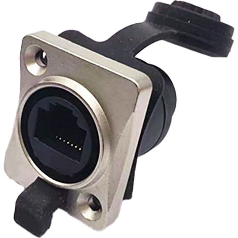 Connecteur femelle RJ45 étanche avec capuchon, transmission de données stable, prise réseau industrielle en cuivre argenté (1/5)