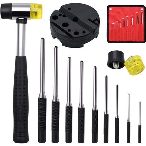 Punzones cilíndricos con bolsa de almacenamiento, herramientas de reparación para extraer punzones de forja, con punzones y martillo. (1/5)