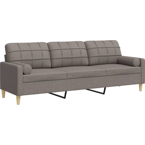 Maison Exclusive - Sofá de 3 plazas con cojines tela gris taupe 2 (1/5)