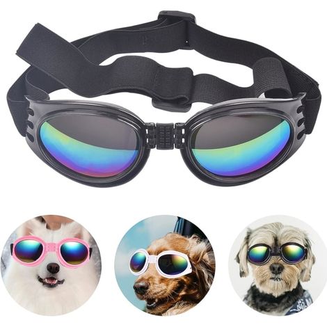 Lunettes de protection pour chien, lunettes de soleil coupe-vent pour chiot, lunettes anti-buée avec protection UV pour chats et petits chiens (noir) (1/4)
