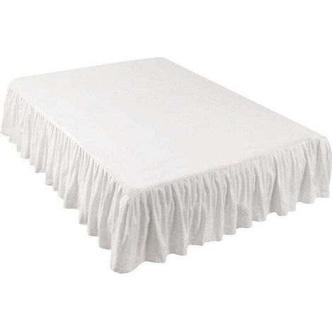 Jupe de lit légère à volants, style classique, microfibre douce et élégante avec hauteur de 35,6 cm, double, blanc, uni (1/4)