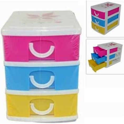 TRADE SHOP - Cassettiera Piccola 3 Cassetti 11,5x13x9cm Colorata Multiuso Minuteria -