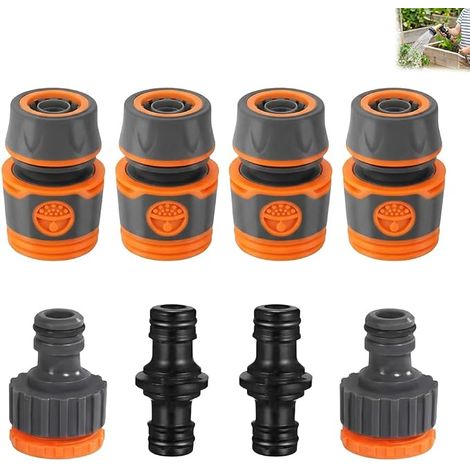 Raccord Tuyau Arrosage 1/2 Pouce 8 Pièces, Connecteur Tuyau Jardin avec Raccord Rapide, Kit Raccords Tuyau d'Eau en Plastique pour Arrosage Jardin, Nettoyage Voiture, Robinet et Utilisation Domestique (1/5)