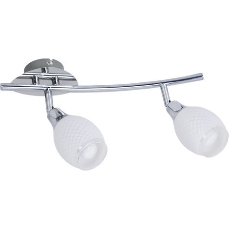 Applique Murale et Plafonnier LED 2 Spots Orientables en Métal Chrome et Verre Blanc 2x 4W E14 - PANGIVO (1/3)