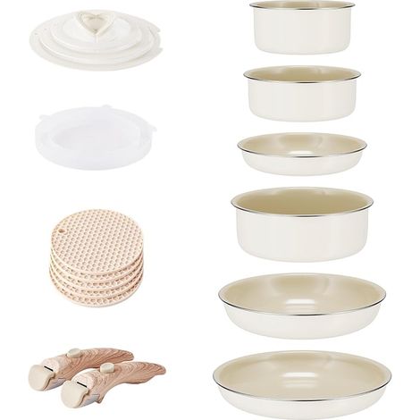 Induction Cookware with Detachable Handles, Stackable Ceramic Frying Pan Sets with Lids, Space-Saving Frying Pan (1/5)